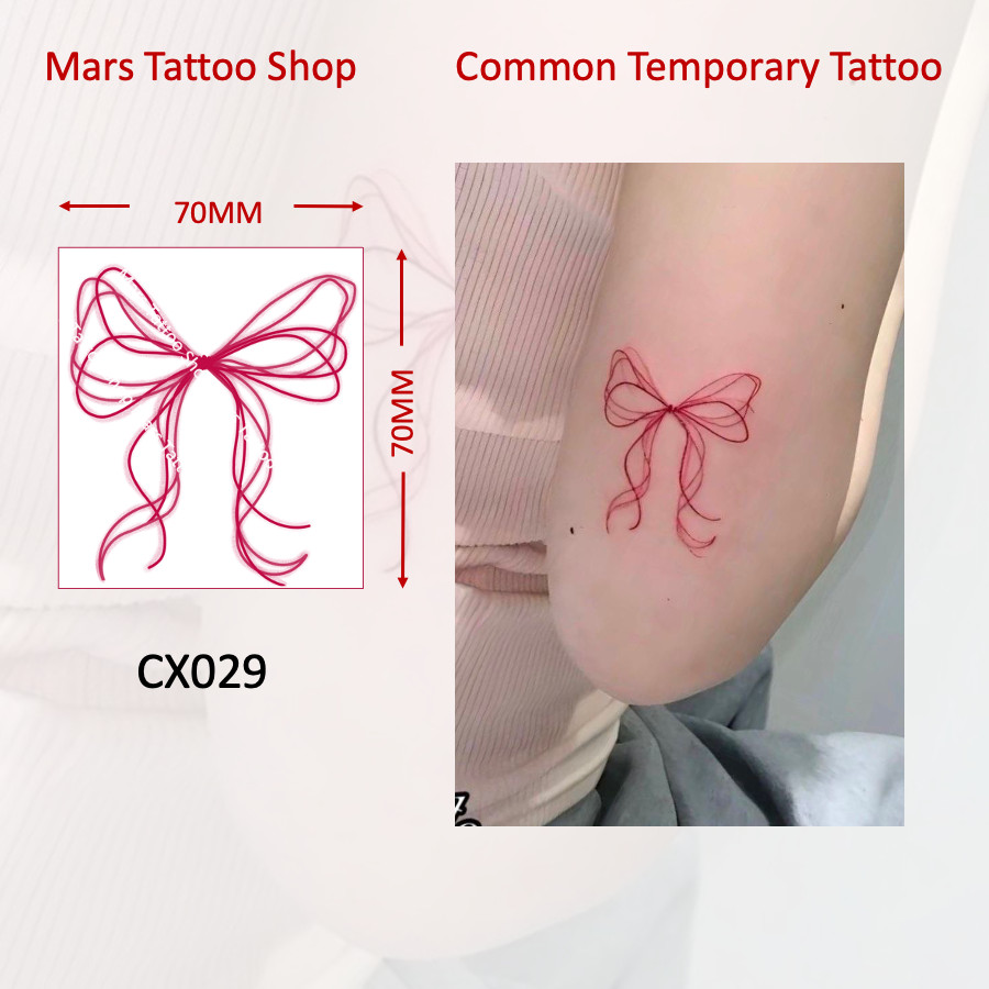 Mars Tattoo สติ๊กเกอร์รอยสักชั่วคราว ติดทนนาน ลายผีเสื้อสายแดง CX029