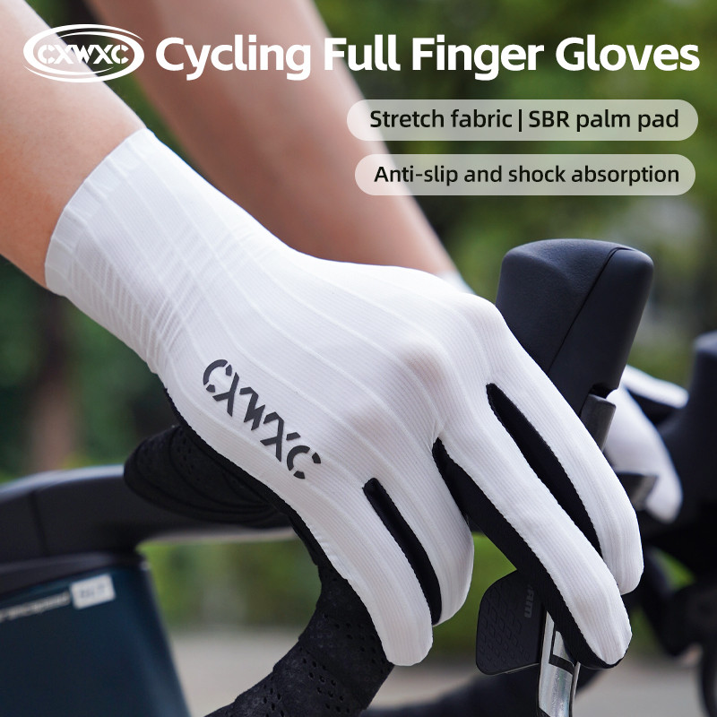 ถุงมือขี่จักรยาน Lycra สัมผัสหน้าจอได้ สำหรับจักรยานเสือหมอบและMTB