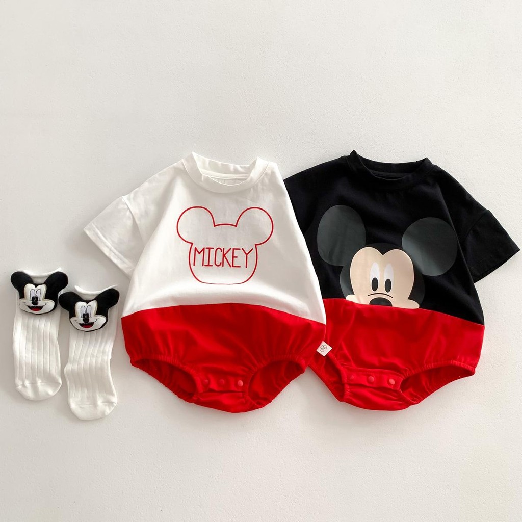 Babyshop88vn ชุดบอดี้สูทแขนสั้นสําหรับเด็กชายและเด็กหญิง H2425-1 รุ่น Mickey chip
