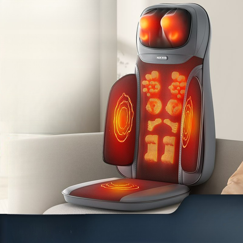 หมอนนวดคอและเอวแบบหลายฟังก์ชัน AUX สำหรับใช้ในบ้าน นวดอัตโนมัติ ทำความร้อน สำหรับคอ ไหล่ และหลัง