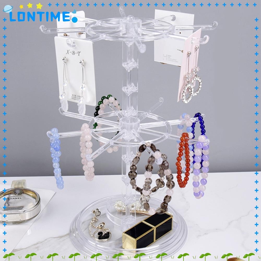 LONTIME ชั้นวางแหวนผม, ขาตั้งจอแสดงผลเครื่องประดับอเนกประสงค์แบบหมุนได้, พลาสติกที่ใช้งานได้จริงใช้งานง่ายสร้อยคอขาตั้งจอแสดงผลบ้าน