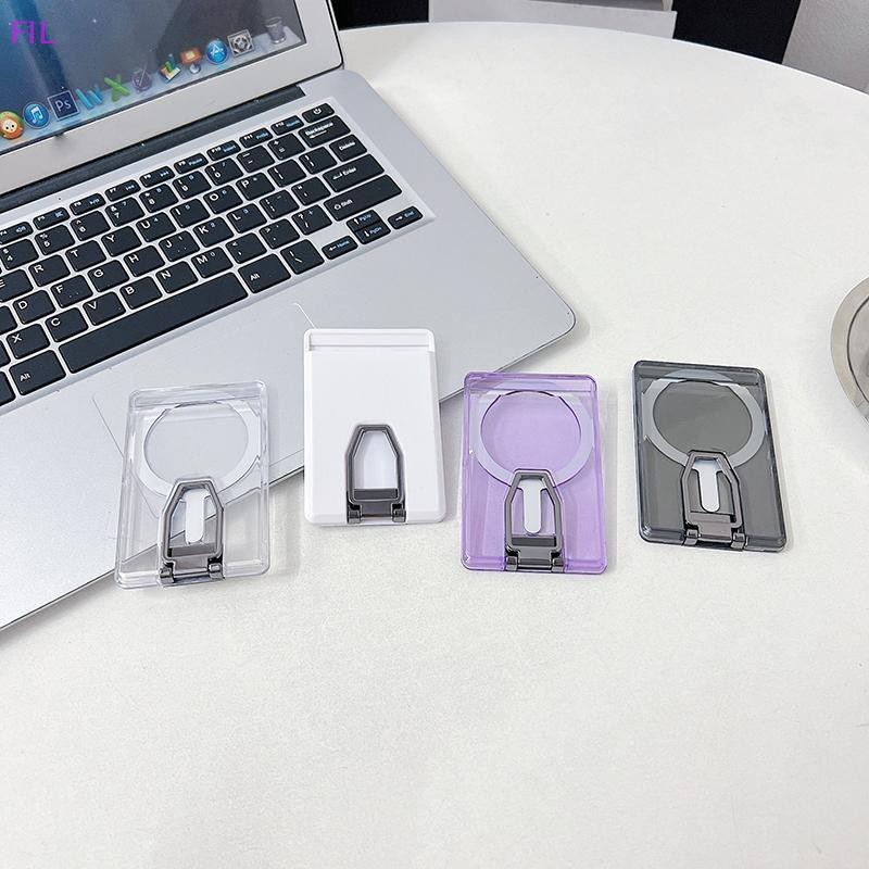 FIL แม่เหล็กใสผู้ถือบัตรกระเป๋าสตางค์สําหรับ Magsafe IPhone 16 15 14 13 Pro Max พับที่วางโทรศัพท์ Macsafe ช่องใส่การ์ดกระเป๋า OP