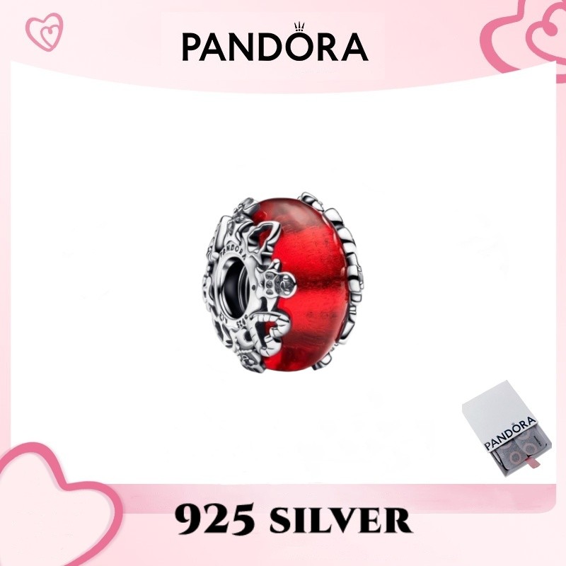 ใหม่ 100% PANDORA ใหม่ S925 สร้อยข้อมือเครื่องประดับเงินแท้พร้อมจี้ลูกปัด Charm คริสต์มาส Magic Murano Glass Charm 793597ซี00