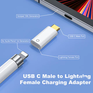 ประเภท C สําหรับ IOS Charger อะแดปเตอร์ USB C อะแดปเตอร์ดินสอสําหรับ Aple ดินสอ 1st Generation iPencil Dongle Connector สําหรับ i/-Pad 10 Gen/11th Gen