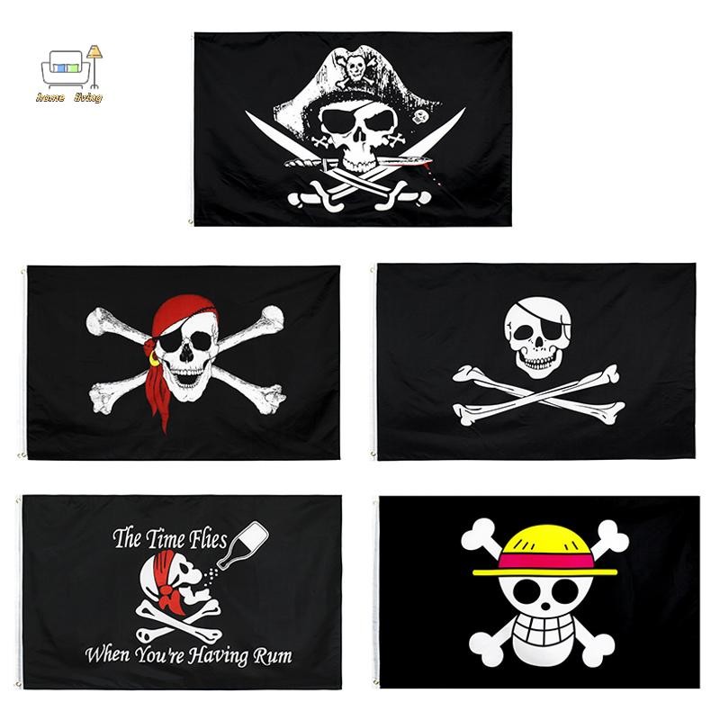 Openw Flag Crossbones Pirate Flag Jolly Roger Double Broken With Knife Pirate Flag For Party Decorat