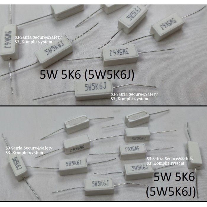 ตัวต้านทานชอล์ก 5W 5K6 5w5K6J 5K6R 5K6ohm 5K6Rohm 5.6K 5w5K6 5.6K