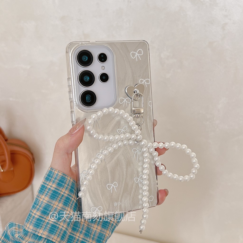 เหมาะสําหรับ Samsung s25ultra เคสโทรศัพท์สไตล์ใหม่ Feather Gauze รูปแบบฝาครอบป้องกัน s24u Shishi s23plus ร้อนขายกันกระแทก Bowknot s22 + note20 Ah a55a54 สาวหัวใจ s21fe Plus