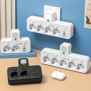 Stop kontak Multi Outlets Expander  EU Plug Power Strip Home Office 2/3/4/5 Lubang Type-c USB