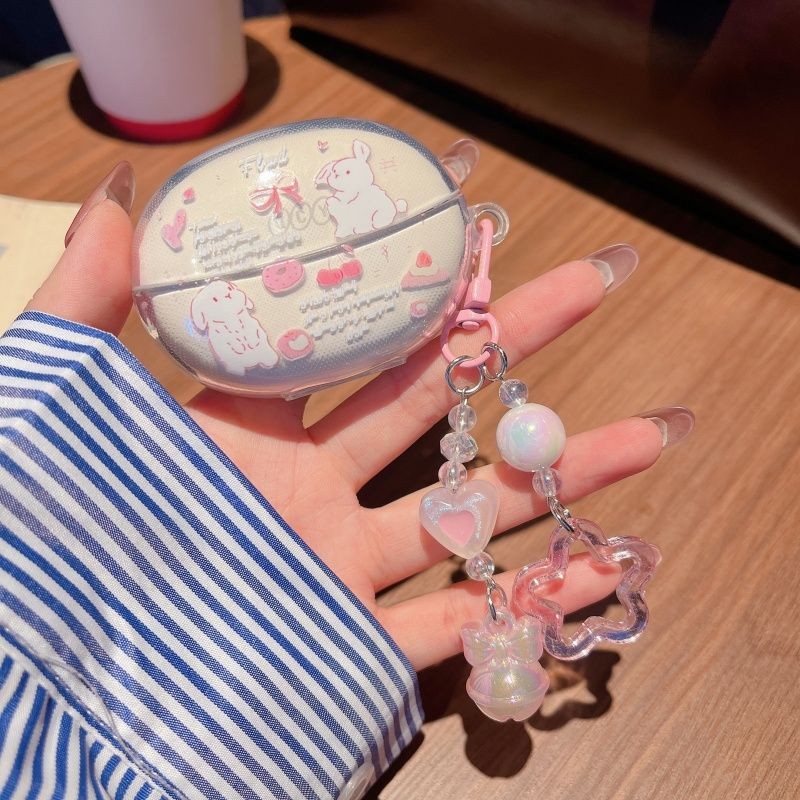 สําหรับ QCY Crossky C30 กรณีน่ารักสร้อยข้อมือผีเสื้อ Charm สําหรับ QCY C30S ฝาครอบป้องกันฝาครอบโปร่ง