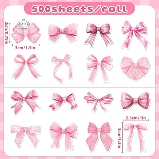 {เมย์เบส} 500แผ่นการ์ตูนแฟชั่นโบว์สติ๊กเกอร์สีชมพูโบว์ปิดผนึกสติกเกอร์สร้างสรรค์ ทําเอง สติกเกอร์ตกแต่งเด็กรางวัลป้ายของขวัญ {ไทย}