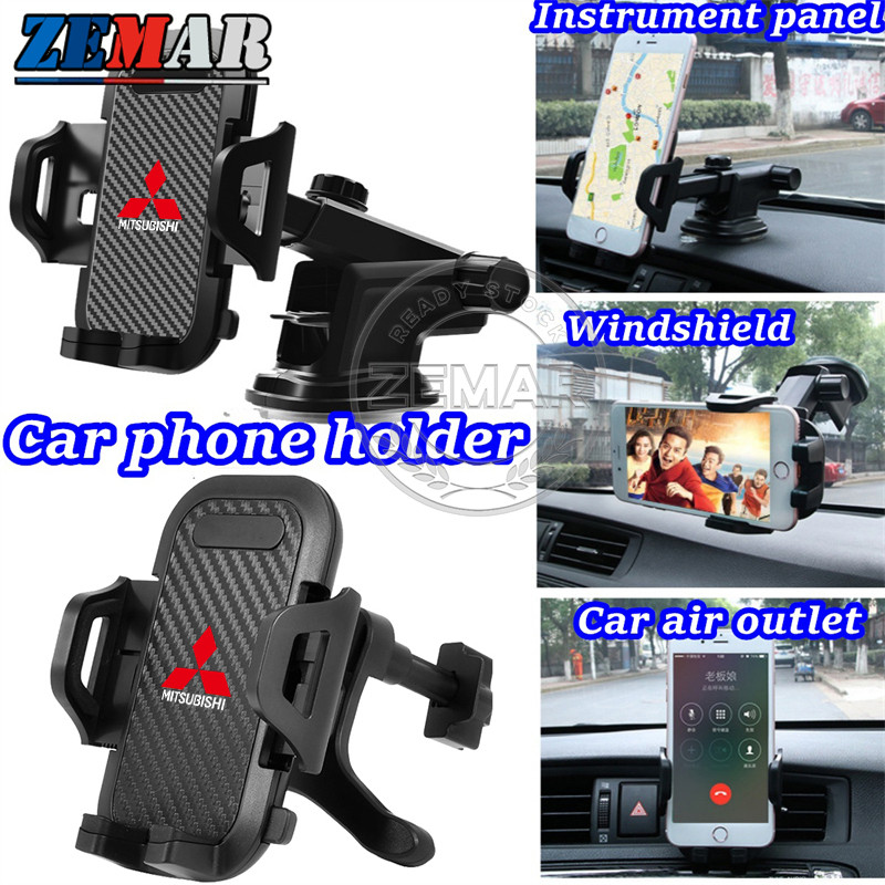 Mitsubishi ที่วางโทรศัพท์นําทางในรถยนต์ ที่วางโทรศัพท์ในรถยนต์ 360° หมุนคอยาวกระจกแดชบอร์ดถ้วยดูดสําหรับ Mitsubishi Lancer EX Triton Xforce Xpander Cross Attrage Mirage Outlander Pajero Sport ASX