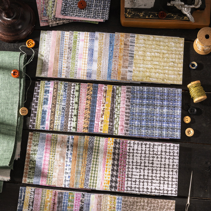 Journal Go 20pcs Vintage Texture ทอผ้าวัสดุกระดาษ Scrapbooking Collage ตกแต่ง Junk Journal ความงามพื