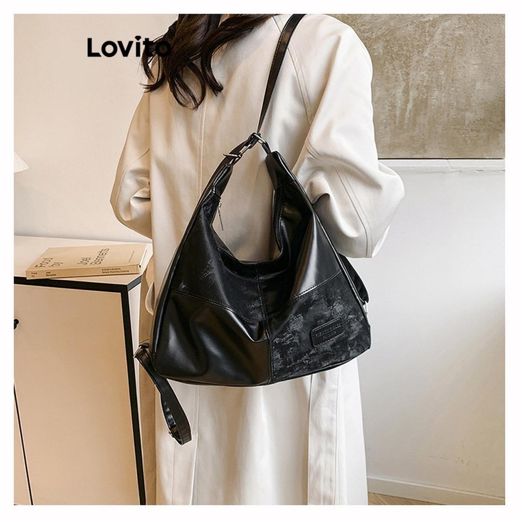 Lovito กระเป๋าเป้สะพายหลังแบบเรียบง่ายสี Maillard ทรงเรียบง่ายพร้อมเนื้อหนังเคลือบแว็กซ์น้ำมัน ความจุสูง สำหรับผู้หญิง LFA58121
