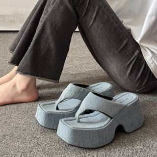 รองเท้าแตะผู้หญิง สไตล์เกาหลี แฟชั่น หัวสี่เหลี่ยม ส้นหนา ส้…