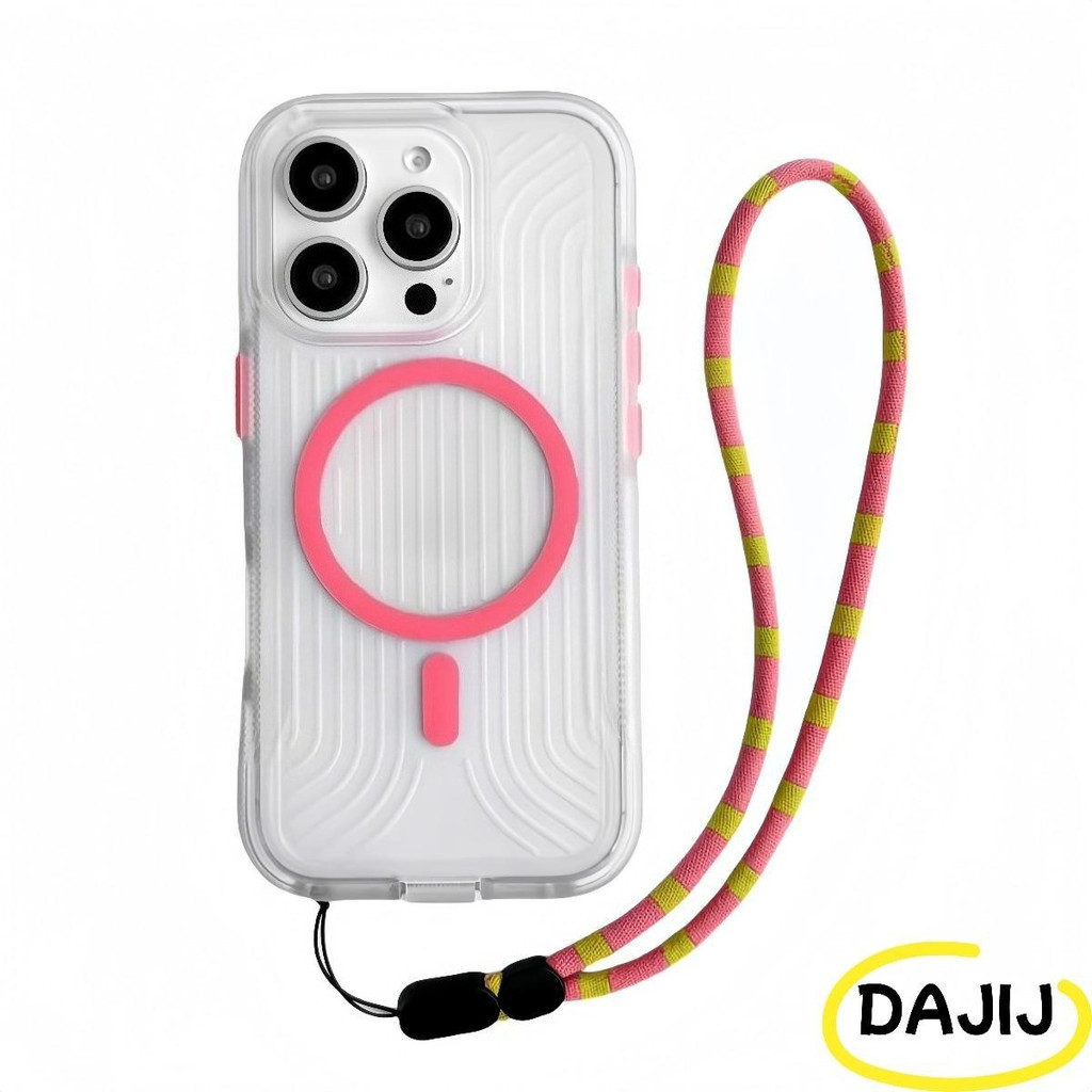DAJII เคสโทรศัพท์แม่เหล็กใสด้าน ใช้ได้กับ เคสไอโฟน Compatible For iPhone 17 16 15 14 13 12 Pro Max Plus Air พร้อมสายรัดข้อมือ Case เคส