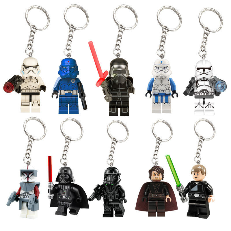 Star Wars ใช้งานร่วมกับ Lego พวงกุญแจ Minifigure รถกระเป๋านักเรียนจี้ของขวัญ Anakin Obi Black Samura