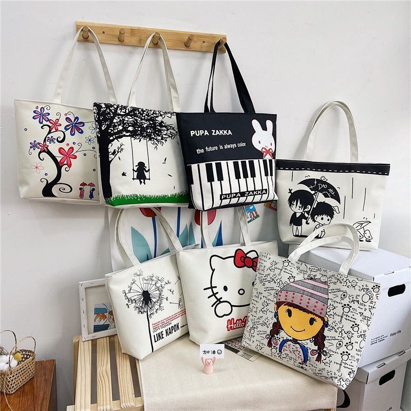 KVK-shop:กระเป๋าผ้า TOTE สไตล์ญี่ปุ่นกระเป๋าผ้านิ่ม.เนื้อผ้าดี.ใส่ของได้เยอะมีซิปด้วย.