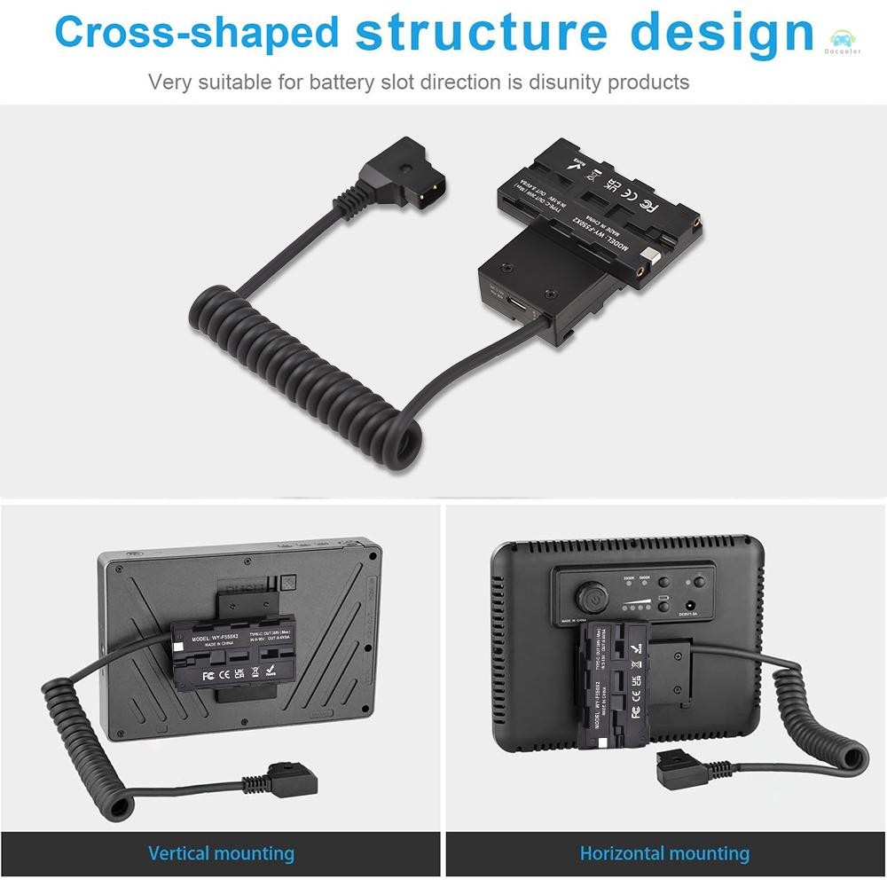 Yb2 Power Adapter Dual-Sided F550 NP-F Dummy แบตเตอรี่ Cross-Shaped to D-Tap สายไฟ 5-12V Type-C สําหรับ Field Monitor ไฟ LED ไร้สาย V
