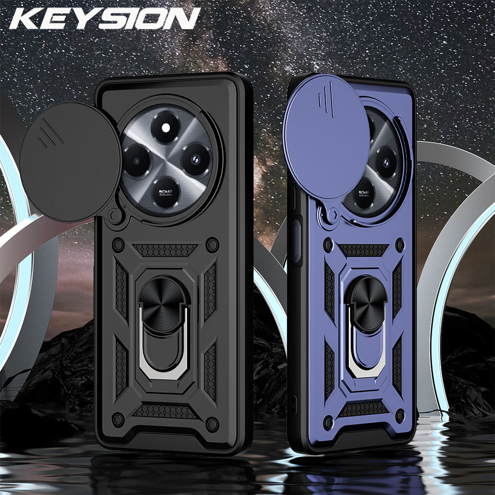 Keysion กันกระแทกสําหรับ Xiaomi Redmi 14C ซิลิโคน + PC สไลด์กล้องเลนส์ป้องกันแหวนสําหรับ Redmi 14C 4G