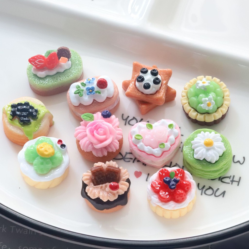 ของเล่นอาหารที่สมจริง Rose เค้ก diy ครีมกาวเคสโทรศัพท์ความงามพวงกุญแจจี้เรซิ่นเครื่องประดับอุปกรณ์เสริม