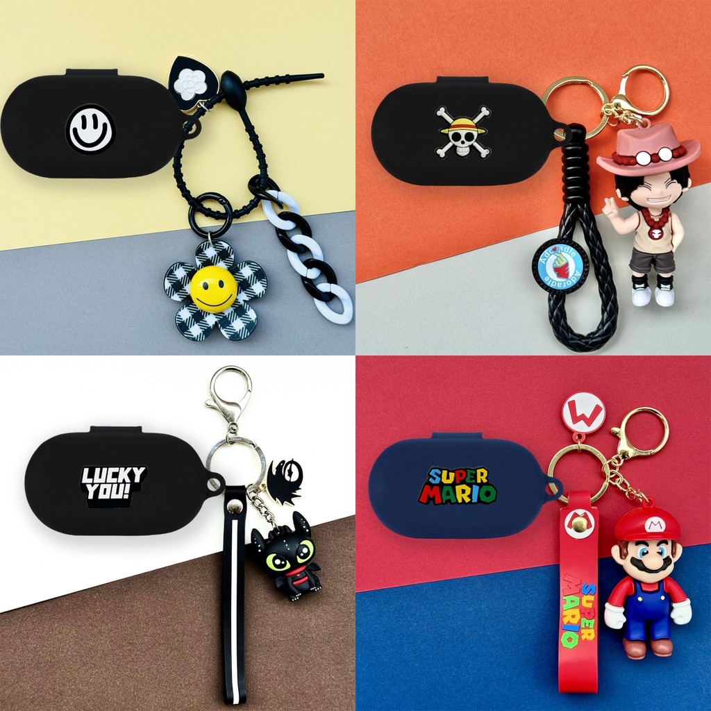 For Sony WF-C510 Case Cartoon One Piece Luffy Keychain Cute Silicone Soft Case Sony WF-C510 Shockproof Shell Protective Cover Cute Night Fury Mario Pendant