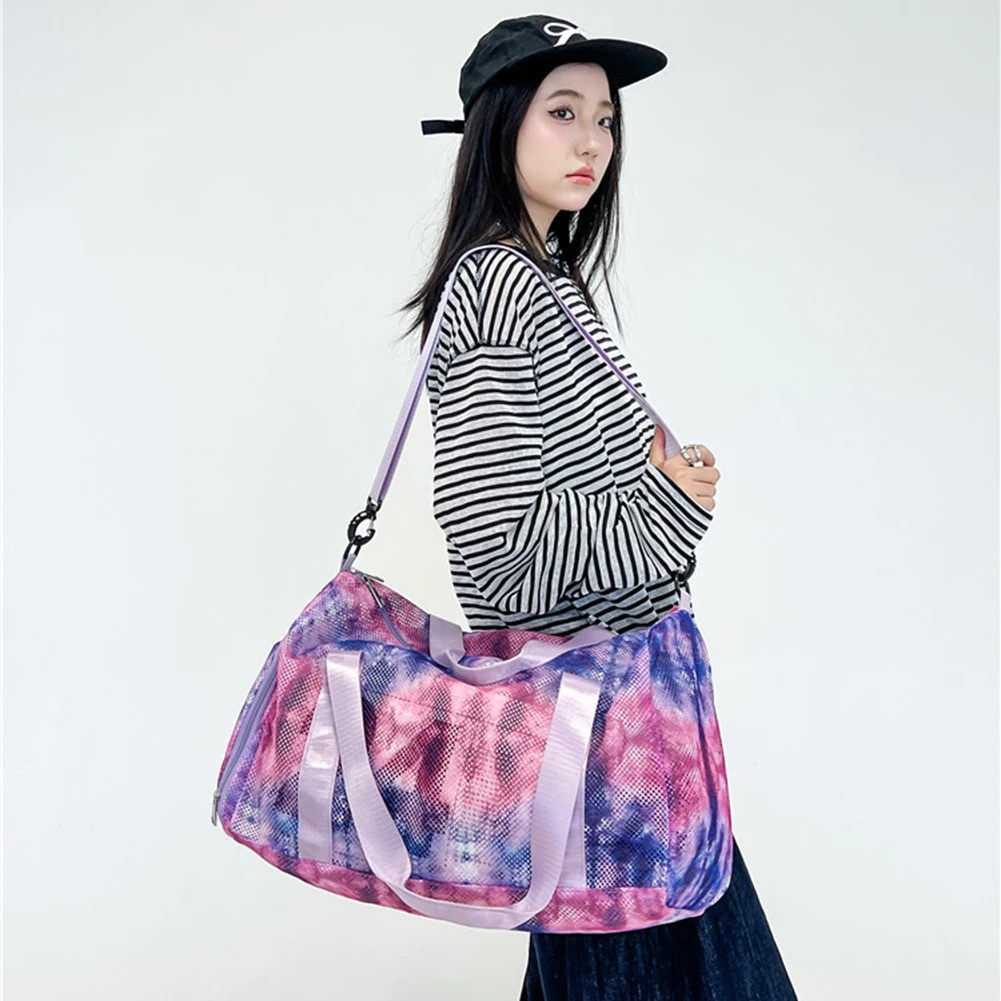 Cczedo ตาข่าย Duffle กระเป๋าแห้งเปียกแยกขนาดใหญ่ความจุรองเท้ากระเป๋าเดินทางสําหรับว่ายน้ําชายหาดกระเป๋าเดินทางกีฬา
