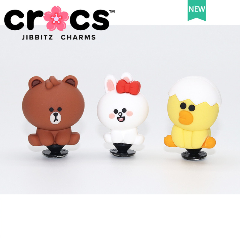 Jibbitz crocs รองเท้าหัวเข็มขัด 3D Hole รองเท้าอุปกรณ์เสริมสายการ์ตูน Corny Rabbit สามมิติหมีสีน้ําตาลแฟชั่นรองเท้าอุปกรณ์เสริม