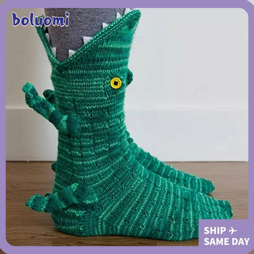 Bolumi จระเข้ถุงเท้า,ถักฤดูหนาว Shark ถุงเท้า, Creative สัตว์รูปร่างเหงื่อ Wicking Xmas Party ชั้นถุงเท้าอุ่น Aldult