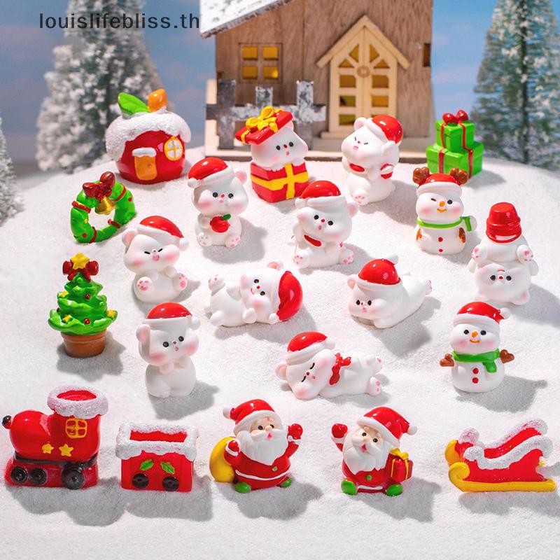 Louislifebliss 1 ชิ้นมินิเรซิ่นคริสต์มาส Santa Claus Snowman เครื่องประดับ Micro ภูมิทัศน์ตกแต่งคริสต์มาสเครื่องประดับ Home Desktop Park Decor ใหม่