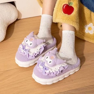 คุโรมิ รองเท้าแตะ ขนนุ่ม Fluffy พื้นหนา กันลื่น สบาย เบา ใชในบ้าน รองเท้าบ้าน ผ้าฝายฤดูหนาว น่ารัก ส่งฟรี