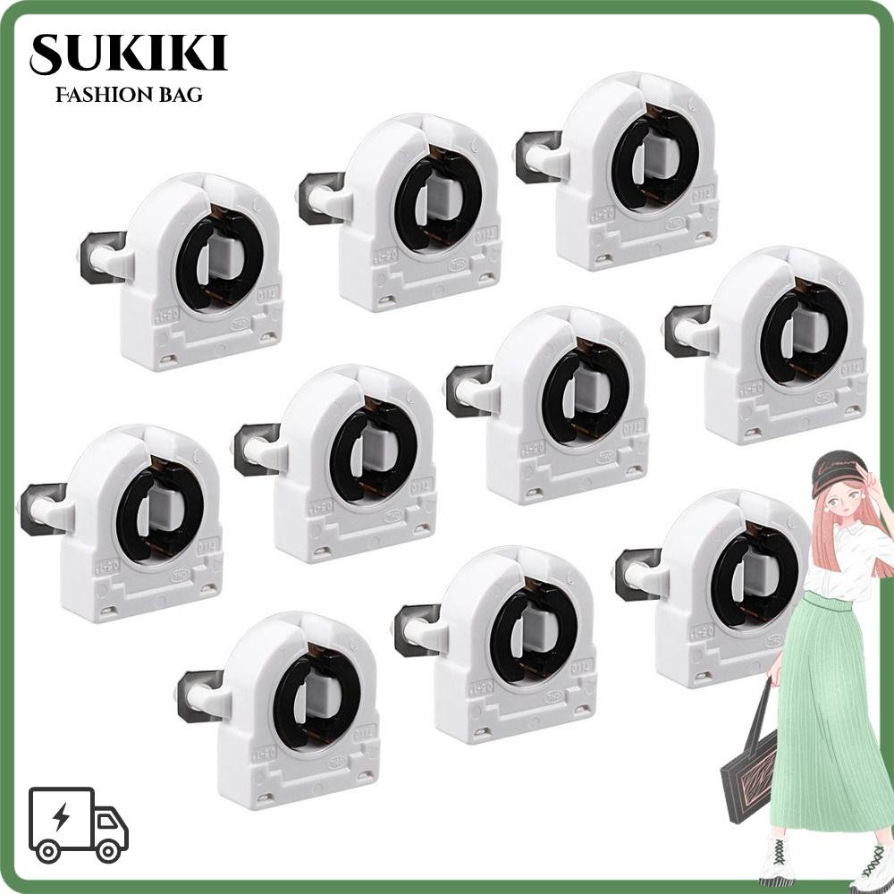 Sukiki 10 ชิ้น T8 ที่ใส่ไฟเรืองแสง, ฐาน G13 ทนทานแบบไม่จม, หลอด LED ยาวนาน หลอดฟลูออเรสเซนต์ AC 500V