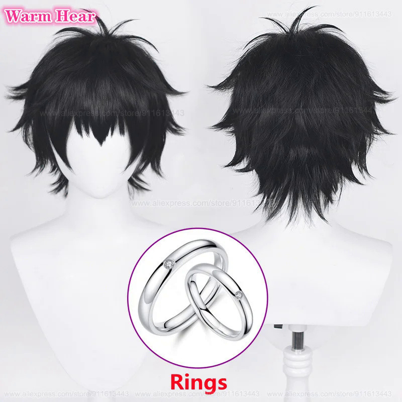 Anime COS The Movie Yuta Okkotsu Cosplay Wig Short Black Yuuta Okkotsu Hair With Ring Heat Resistant