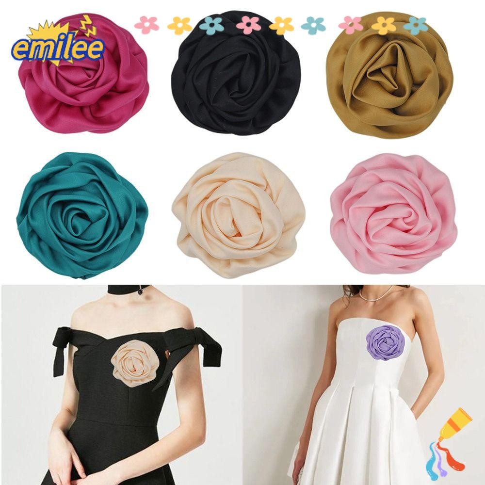 Emilee เข็มกลัดลายดอกไม้ม้วน, เข็มกลัดแฮนด์เมดผ้า, เข็มกลัดปก DIY 7 ซม