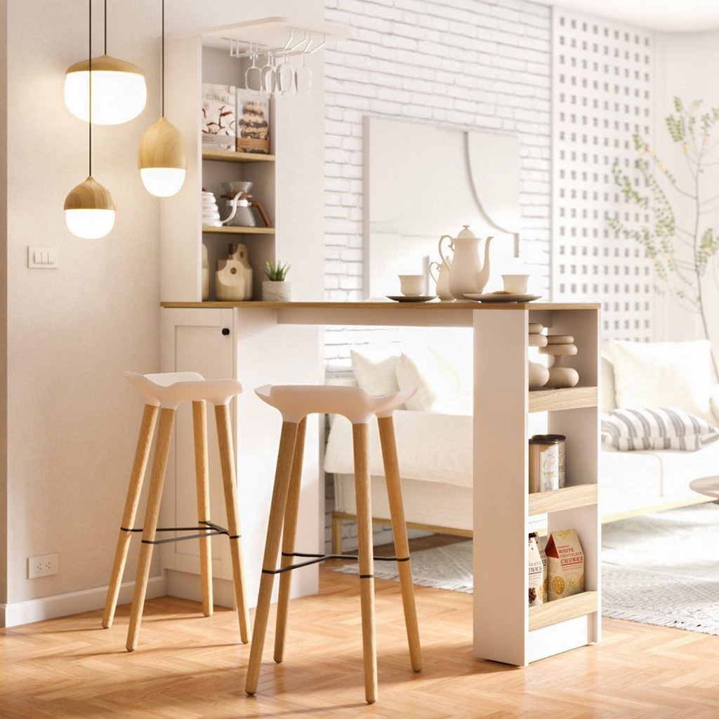 SB Design Square เคาน์เตอร์บาร์ ขนาด 160 ซม. รุ่น NADIA สีขาว (160x40x200 ซม.) แบรนด์ KUCHE