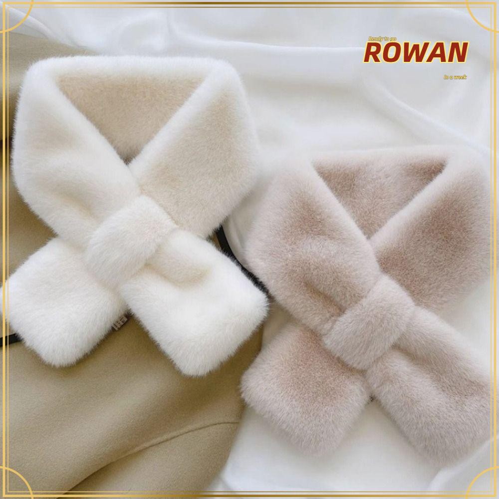 โรวัน ผ้าพันคอตุ๊กตา,สีทึบ กันลม อบอุ่นผ้าพันคอ,แฟชั่น มารยาท กระต่ายขนหนาข้ามคอผ้าพันคอของขวัญ