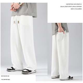 กางเกงขายาวแบบเชือกรูดพื้นฐาน กางเกงแฟชั่นผู้ชาย กางเกงผู้ชา…