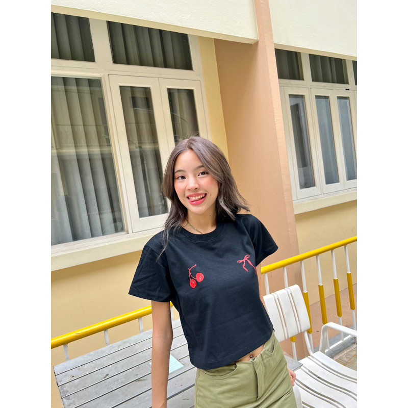 (24시간 배송）💎 Angle Official crop twotone bow&cherry