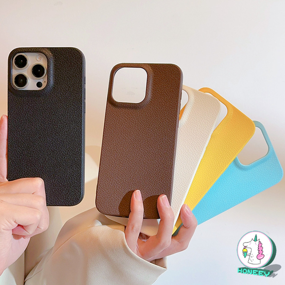 เคสโทรศัพท์หนังสีทึบสําหรับ IPhone 11 15 16 Pro Max 16 PLUS 12 14 13 Promax ฤดูใบไม้ร่วงที่เรียบง่ายกันกระแทกป้องกันสิ่งสกปรกนุ่ม TPU โทรศัพท์ฝาหลัง