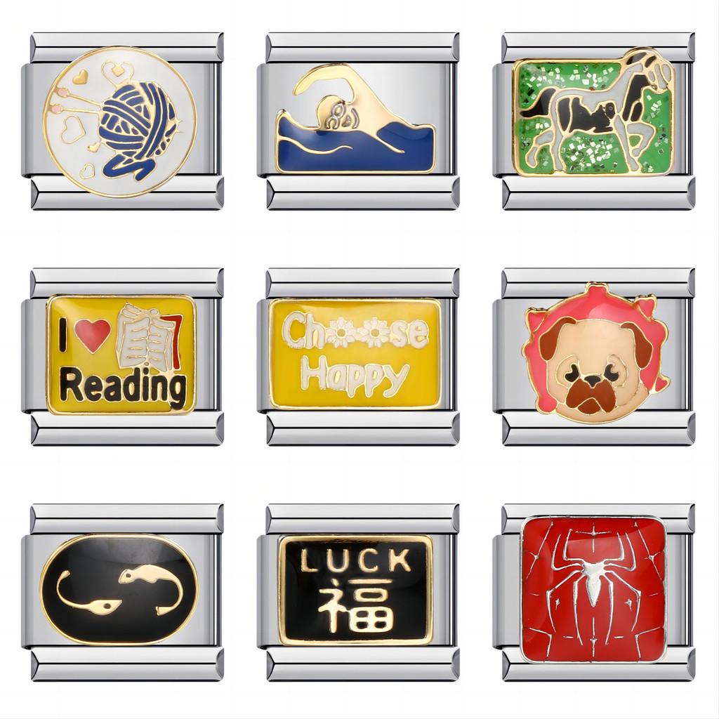 ใหม่ไทเทเนียมเหล็กชุบทองเชื่อมหยด ทําเอง อิตาเลี่ยนโมดูลสร้อยข้อมืออิตาเลี่ยน เสน่ห์ สร้อยข้อมือ