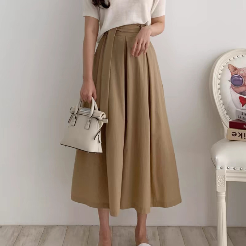 กระโปรงทรงเอยาวย้อนยุค Ha-Eun