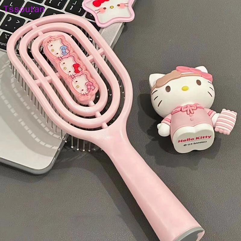 [TSST] Kawaii Hello Kitty Kuromi Cinnamoroll หวีกลวงนวดหวีถุงลมนิรภัยด้ามยาวหวีสําหรับสาวของขวัญวันเกิด TAN