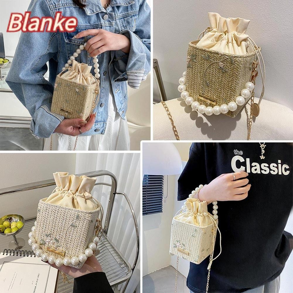 Blanke Pearl Handbag Girls Chain Summer Bucket Bag
