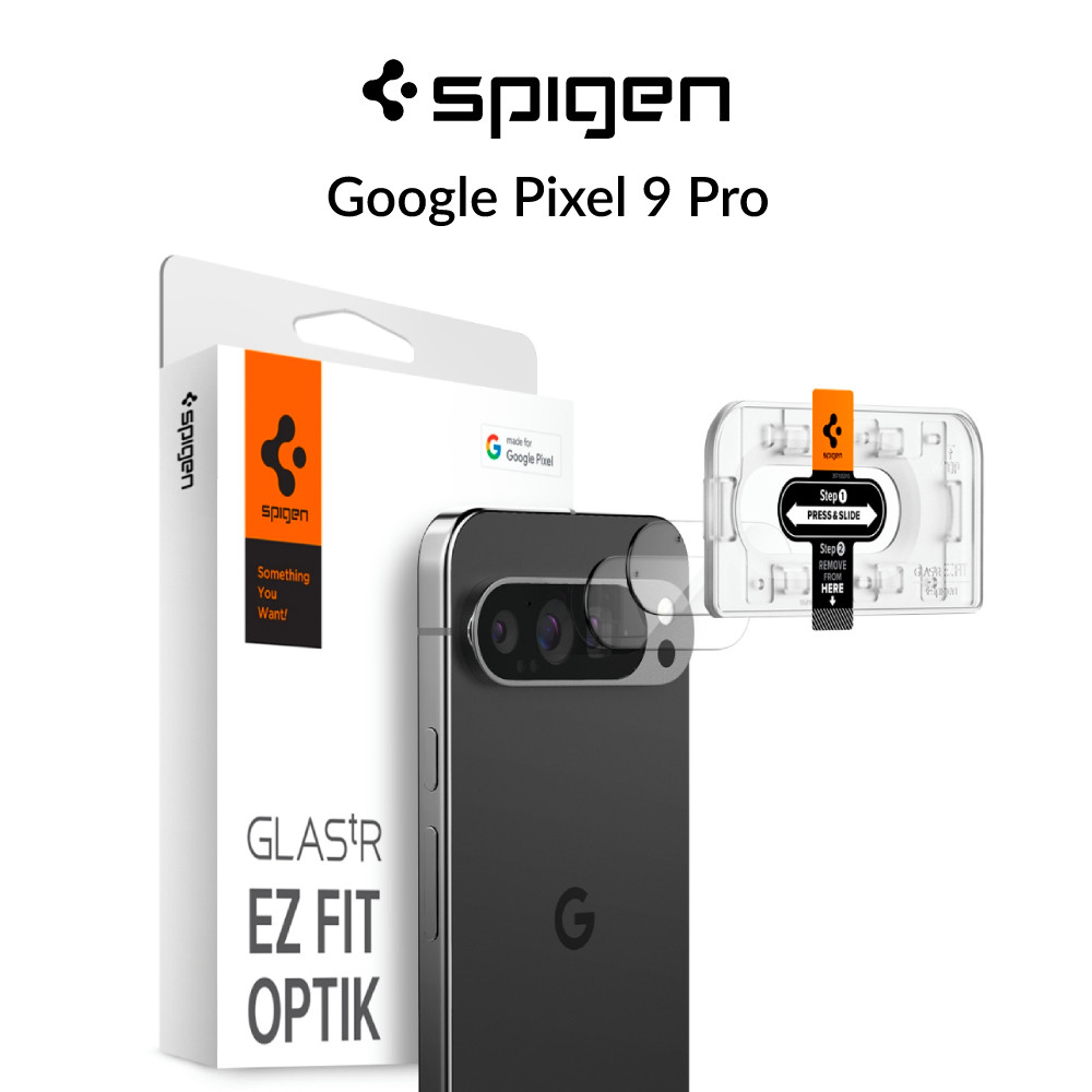 [2 แพ็ค] Spigen Google Pixel 9 Pro ตัวป้องกันเลนส์ EZ Fit Optik Pro กระจกนิรภัย Pixel 9 Pro ตัวป้องก