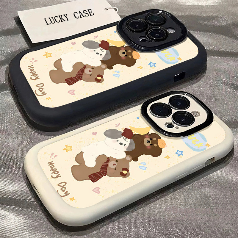 ผ้าพันคอการ์ตูนสร้างสรรค์หมีน้อยเคสโทรศัพท์เข้ากันได้สําหรับiphone 16 15 13 11 14 12 Pro MAX 7/8 Plus IPhone SE 2020 X XS MAXรวมทุกอย่างแฟชั่นกันกระแทก