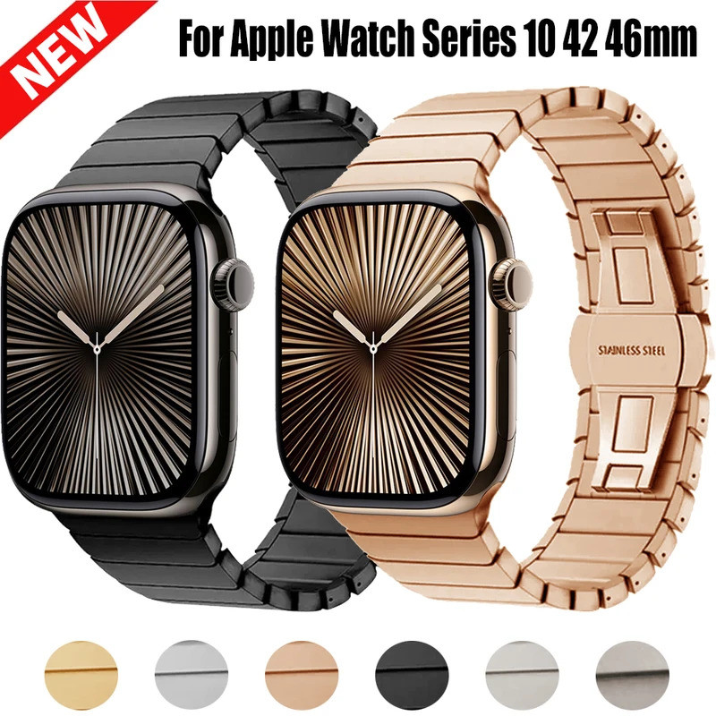 วงสแตนเลสสำหรับ iWatch 10 46 42มิลลิเมตรโลหะธุรกิจสร้อยข้อมือสำหรับ iWatch 10อัลตร้า49มิลลิเมตร44/45