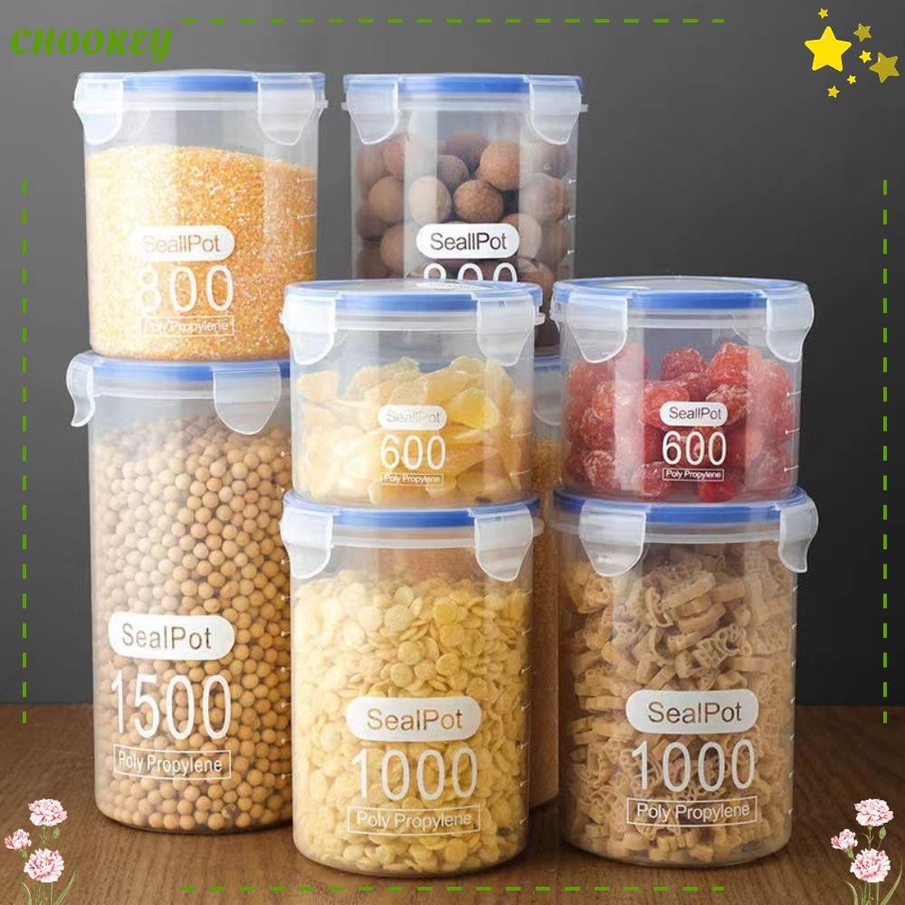 Chookey ถังเก็บตู้เย็น, กระป๋องเก็บอาหารในครัวปิดผนึกโปร่งใส, Multigrain Organizer พลาสติกขนาดใหญ่ความจุ Grain Fresh กล่องถนอมอาหาร