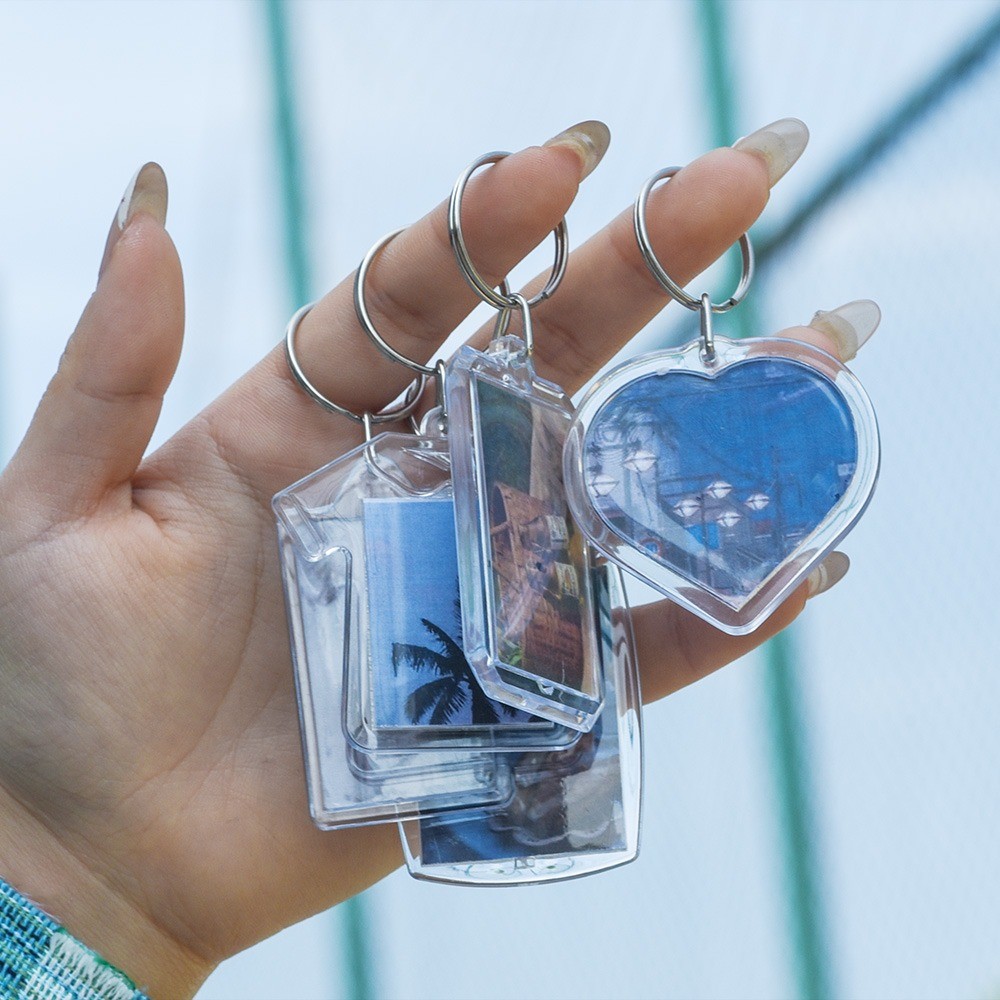 พวงกุญแจกรอบรูปมินิอะคริลิคใส ทําเอง -ใส่กรอบรูปสําหรับคู่รัก/เพื่อนจี้แหวนกุญแจ - รูปที่ 6