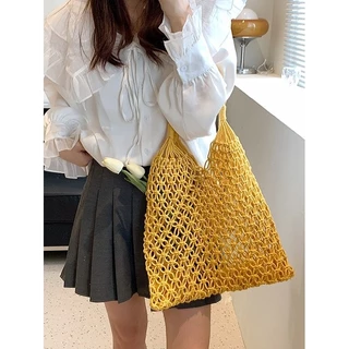 พร้อมส่ง 7 สี กระเป๋าเชือกถัก ตาข่าย ไปทะเล P002