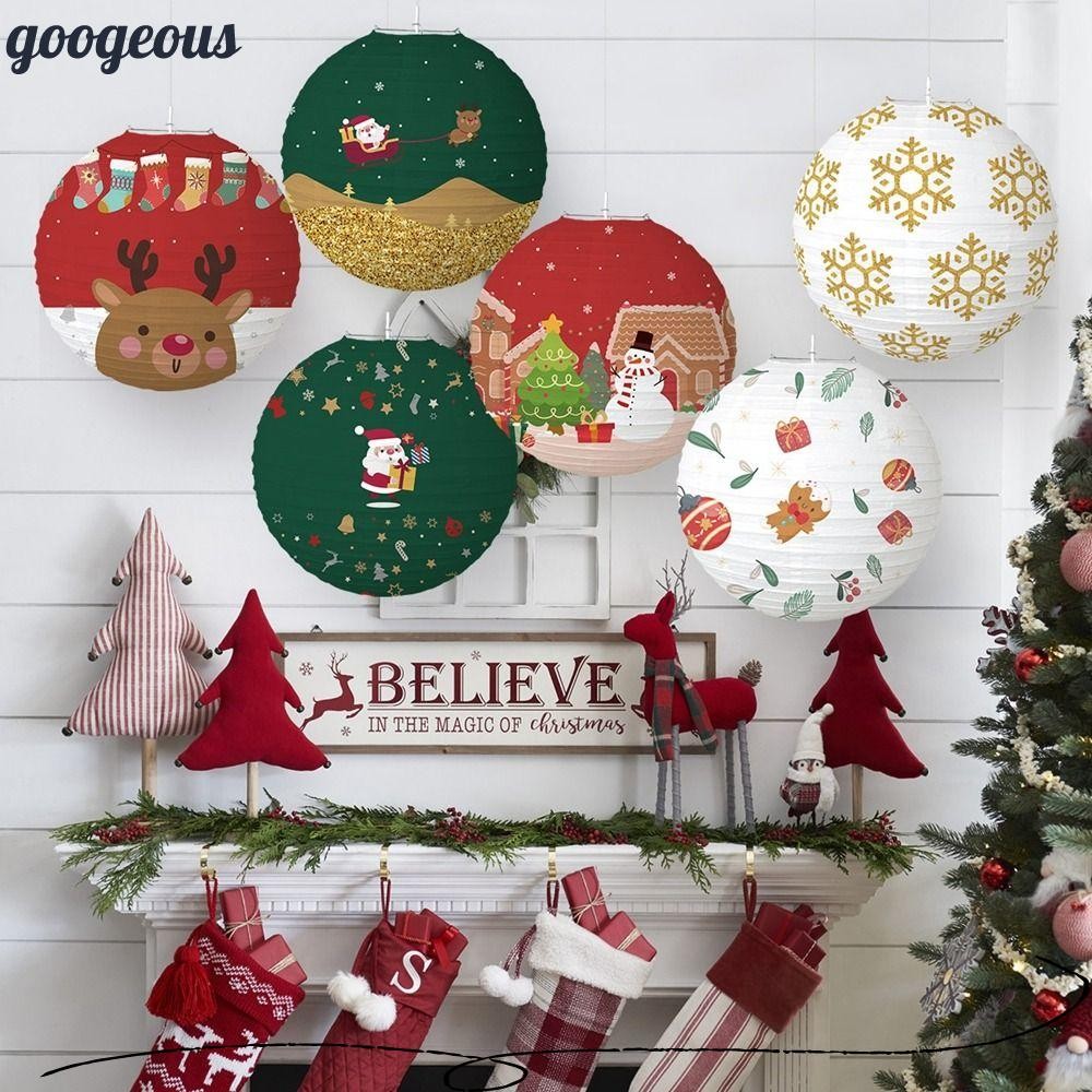 Googeous โคมไฟกระดาษคริสต์มาส, DIY Christmas Tree Xmas Paper Ball, แบบพกพา Santa กระดาษแขวนโคมไฟคริสต์มาส