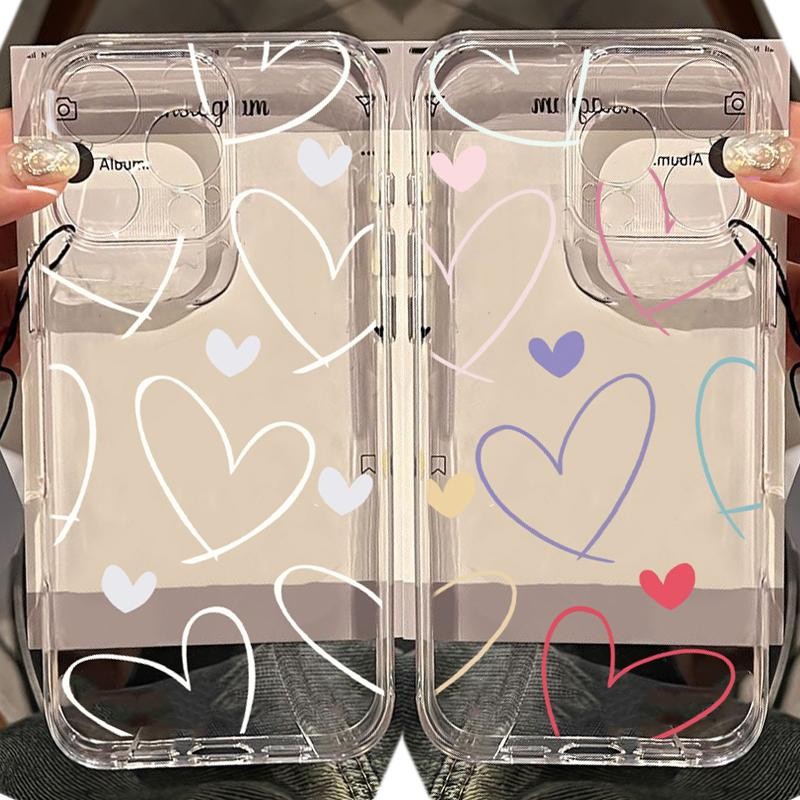 สําหรับ VIVO Y19S Y100 V40 Y36 Y15S Y17S V23 V27 Pro Y35 กรณีแฟชั่นการ์ตูนซิลิโคน Soft Shell Love Heart โปร่งใส